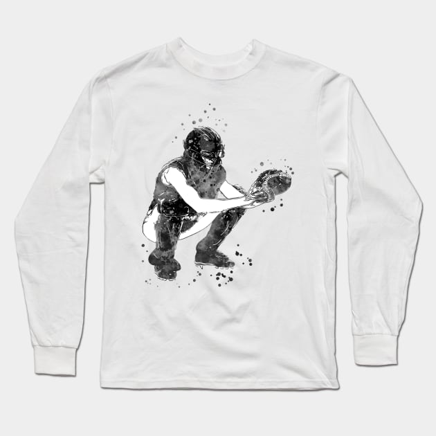 American Football Player Girl Long Sleeve T-Shirt by RosaliArt